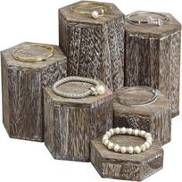6pcs/set Wooden Hexagon Display Stand Decorative Model Display Shelf  Bracelet Storage