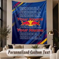 Custom Text Tapestry Red Bull Racing Print Wall Tapestry Indoor Living Room Wall Decor 180cmx230cm
