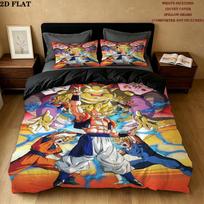Son Goku Pattern Bedding Quilt Set Quilt Cover Pillowcase Home Birthday Gift(1 * duvet cover + 2 * pillowcase, without core) 135x200cm