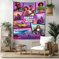 Grand Theft Auto Customize Text Tapestry Decorative Wall Tapestry Ultra-Soft Suitable for Picnics Ideal for All Seasons Gifts For Family Or Friends 130cmx150cm