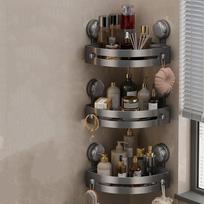 Wall Mounted Bathroom Shelf Suction Cup Shampoo Rack Shower Shelf Wall Corner Shelf  Bathroom 3pcs Grey
