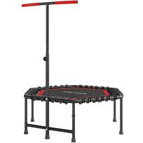 Fitness Trampoline 114 Cm Elastic Cables Adjustable Handle 3 Positions Silent Exercise Trampoline Red