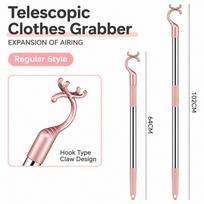 Telescopic Shaft Clothes Fork Thickened Tube Garment Fork New Clothes Reach Pole  High Wardrobe Use rožinė