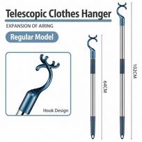 Telescopic Shaft Clothes Fork Thickened Tube Garment Fork New Clothes Reach Pole  High Wardrobe Use mėlyna