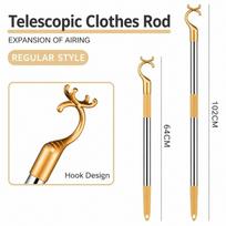 Telescopic Shaft Clothes Fork Thickened Tube Garment Fork New Clothes Reach Pole  High Wardrobe Use geltona