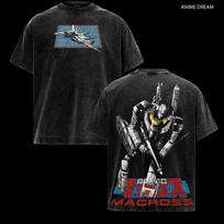 Macross - Robotech Anime Double Printed Vintage Unisex Anime XL black
