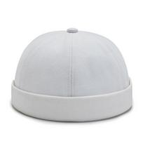 Casual Wear Cotton Brimless Hat Solid Color Vintage Docker Hats Breathable Beanie Cap Unisex balta