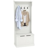 Modern Coat Rack with Shoe Storage Bench and 4 Hooks, 71.5x39.5x170cm, White balta