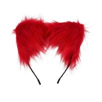 Dirbtinė Gothic Lankelis Plaukuotas Lolita Ausys Galvos Apdangalas Katės Ausys Lankelis Karnavalas raudona