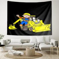 Bob-the-Builder Print Tapestry, Backdrop, Easy Setup, Ideal for Bedroom, Office & Living Room, with Aesthetic Wall Hanging Decor. 100cmx150cm yellow
