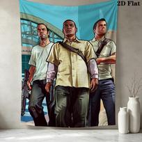 Grand Theft Auto Wall Tapestry Aesthetic Wall Hanging Printed Fabric Blanket Decorative Tapestries For Bedroom Living Room Home Decor 100cm x 150cm gray