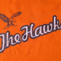 Reprinted Vintage 80s The Hawks 32 Orange T Shirt XL black