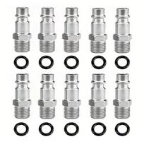10Pcs Euro Air Compressor Fitting Kit - 1/4  Bsp Male/Female Couplers, Quick Release, Steel Zinc Plated Rust-Resistant A7