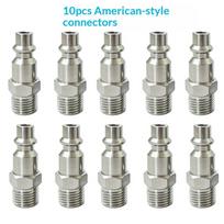 10Pcs Euro Air Compressor Fitting Kit - 1/4  Bsp Male/Female Couplers, Quick Release, Steel Zinc Plated Rust-Resistant A5