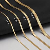 1PC Fashion Unisex Snake Chain Choker Necklace Stainless Steel Herringbone 2/3/4/5mm Gold Color Chain Necklace For Women Jewelry 60CM beige