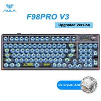 AULA F98PRO Wireless Mechanical Keyboard Transparent Keycaps RGB Backlit Custom 2.4G Hot Swappable Gaming Keyboard With Screem