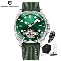 PAGANI DESIGN Skeleton Automatic Watch for Men Diver Dial Synthetic Sapphire Luminous Stainless Business Sport Wristwatch PD1833 gray