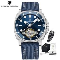 PAGANI DESIGN Skeleton Automatic Watch for Men Diver Dial Synthetic Sapphire Luminous Stainless Business Sport Wristwatch PD1833 gray