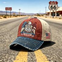 3D Skaitmeninis Spaudinys Route 66 100-osios Metinės Beisbolo Kepuraitė Retro Motociklininko Kepurė Unisex Reguliuojama Snapback M white