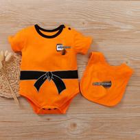 Summer Short-Sleeve Baby Bodysuit - Cartoon Dragon Ball Goku Romper, Cotton Newborn Outfit 80cm, 6-7 months, up to 19 lbs orange