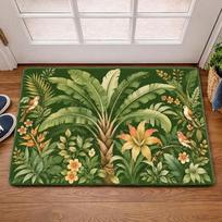 Vintage Tropical Banana Leaf Bird Door Mat Non Slip Entrance Doormat Jungle Palm Floral Pattern Floor Rug for Front Door 43X75CM