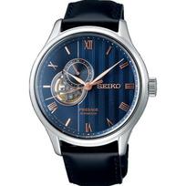 Seiko Presage Japanese Zen Garden Blue  Sakura by Night  Open Heart Automatic Sapphire Leather Watch SSA421J1