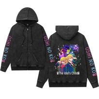 Oshi no Ko Retro Zipper Hoodie with Hood - Unisex XL black