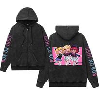 Oshi no Ko Retro Zipper Hoodie with Hood - Unisex XXL black