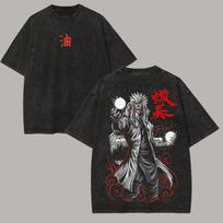 Anime NARUTO Jiraiya Manga Graphic Print T-Shirt Men Women Streetwear Y2K Harajuku Fashion Vintage Washed O-neck Cotton Oversized Top Summer New Tee L balta