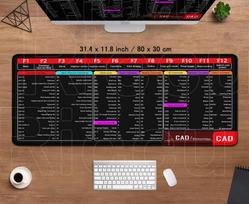 Riccu Office Shortcuts Mouse Pad AutoCAD Cheat Sheet Keyboard Desk Mats Large 100x50cm Gaming Stitched Edge Non-Slip Rubber Base