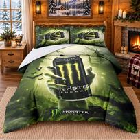 Monster Energy Rašto Patalynės 3 dalių Rinkinys Paklodė Ir Pagalvių Užvalkalai Kambario Miegamajam 135cmx200cm