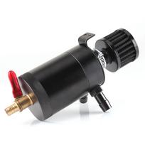 Universal Oil Catch Can 2 Port Reservoir Tank with Drain Valve Breather Baffled 5oz Capacity