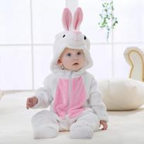 Winter Baby Rompers Baby Pijamas Panda Tiger Leopard Monkey Fox Animal Cartoon Hooded Jumpsuits Cosplay Costume Boys Girl Pajama 70 (0-6M) white
