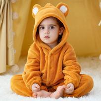 Winter Baby Rompers Baby Pijamas Panda Tiger Leopard Monkey Fox Animal Cartoon Hooded Jumpsuits Cosplay Costume Boys Girl Pajama 70 (0-6M) orange