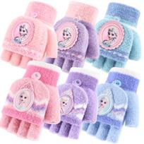 Disney Girls' Frozen Knit Convertible Flip-Top Mittens 5-10 Years white
