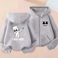 DJ Marshmello Spausdinimo Vaikų Pavasariniai Rudeniniai Megztiniai su Užtrauktuku ir Gobtuvu 2-13 Metų Berniukams Mergaitėms Madingi Laisvalaikio Viršutiniai Drabužiai 140 gray