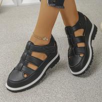 Women's Summer Breathable Hollow Closed-Toe Platform Height-Increasing Velcro Sandals, Available In Large Sizes. 40