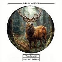 Majestic Forest Deer Spare Tire Cover Durable Fabric Universal Fit Outdoor Parking Wheel Protector 15inch