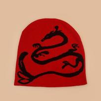 Autumn and winter retro contrasting color dragon jacquard knitted hat men and women warm personality street outdoor hip hop pullover hat 54-60cm black
