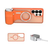 COMITOK MOCA ARCO Magnetic Camera Grip for Galaxy S26 Ultra Detachable Remote Handle with Matching Case for Vlog Video Selfie 7 ARCO-Orange S26U