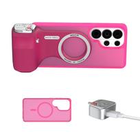 COMITOK MOCA ARCO Magnetic Camera Grip for Galaxy S26 Ultra Detachable Remote Handle with Matching Case for Vlog Video Selfie 7 ARCO-Fuchsia S26U