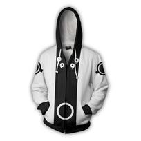 Naruto 3D Print Zip-Up Hoodie Anime Cosplay Sweatshirt Young Men XXXL gray