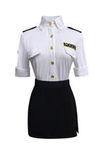 Cosplay linksmas policininko stiuardesės uniformos elastinis plonas sekretorės Cosplay uniformos viršus trumpas sijonas skrybėlės rinkinys XL gray
