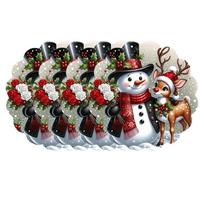 4pcs Snowman Elk Xmas Table Mat Santa Claus Coffee Cup Mats Christmas Table Placemat  Table Setting 4Pcs StyleQ