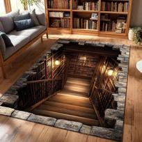2D Iliuzijos Knygų lentynos Laiptų zona Kilimas Bibliotekos skylė Grindų kilimėlis Svetainei Miegamajam Neslystantis kilimas Knygų mylėtojui Namų dekoras 80X120CM