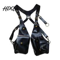 Faux Leather Sling Bag Anti-Theft Smooth Adjustable Strap Rivet Style Wallet Harness Medieval Decor Underarm Double Shoulder juoda