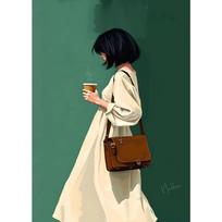 Emerald Green Woman with Dandelion Canvas Prints Poster Modern Minimalist Abstract Art Painting Living Room Wall Art Home 30X40CM No Framed geltona