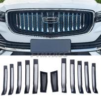 For Geely Monjaro 2024 2025 Buckle tall Grille Net Exterior Decoration ect Screening Mesh Cover ABS+Metal Mesh Style A matte black
