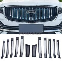 For Geely Monjaro 2024 2025 Buckle tall Grille Net Exterior Decoration ect Screening Mesh Cover ABS+Metal Mesh Style A glossy black