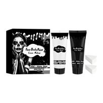 Halloween face and body paint set, high-pigment water-based, with matching sponge, perfect for festive makeup 1set black